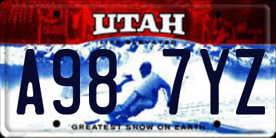 UT license plate A987YZ
