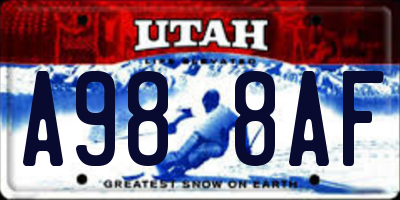 UT license plate A988AF