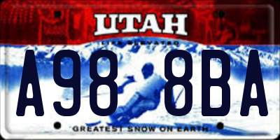 UT license plate A988BA