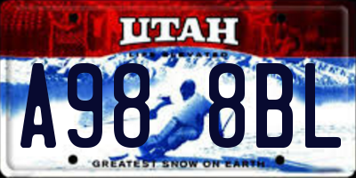 UT license plate A988BL