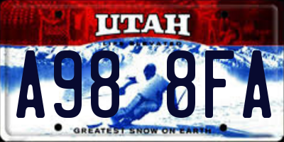 UT license plate A988FA