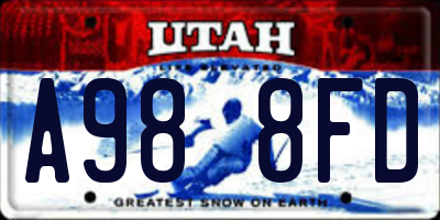 UT license plate A988FD