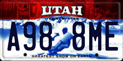 UT license plate A988ME