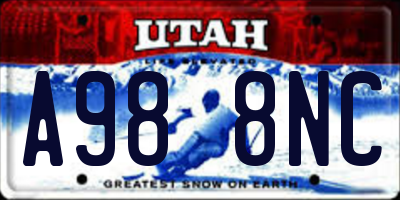 UT license plate A988NC
