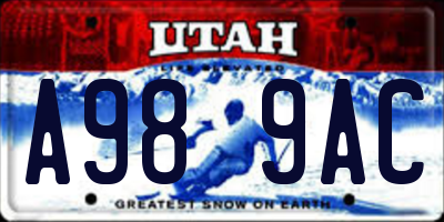 UT license plate A989AC