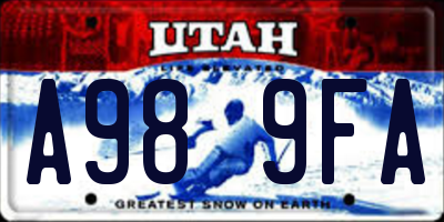 UT license plate A989FA
