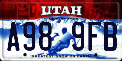 UT license plate A989FB