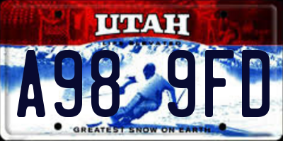 UT license plate A989FD