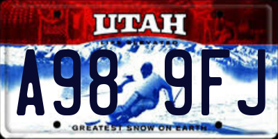 UT license plate A989FJ