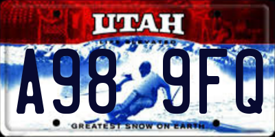 UT license plate A989FQ