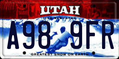UT license plate A989FR