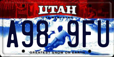 UT license plate A989FU