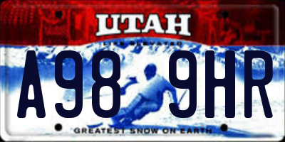 UT license plate A989HR