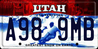 UT license plate A989MB