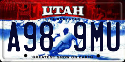 UT license plate A989MU