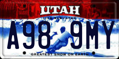 UT license plate A989MY