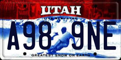UT license plate A989NE