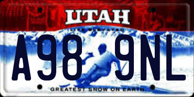UT license plate A989NL