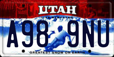 UT license plate A989NU