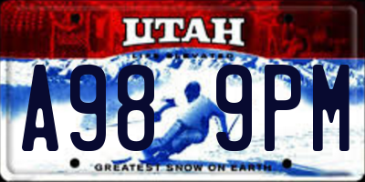 UT license plate A989PM