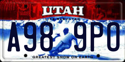 UT license plate A989PO