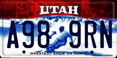 UT license plate A989RN