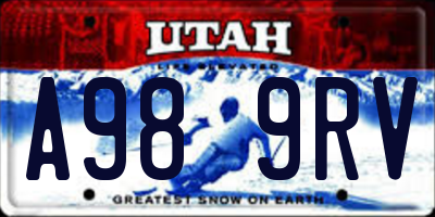 UT license plate A989RV