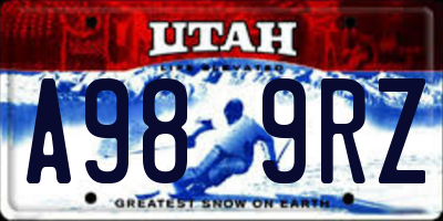 UT license plate A989RZ