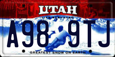 UT license plate A989TJ