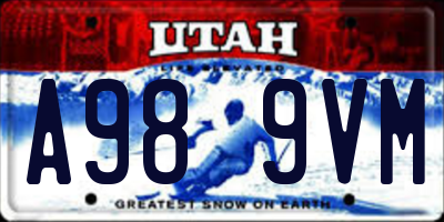 UT license plate A989VM