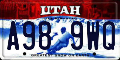 UT license plate A989WQ