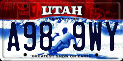 UT license plate A989WY