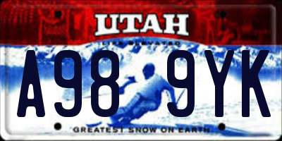 UT license plate A989YK