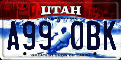 UT license plate A990BK