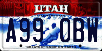 UT license plate A990BW