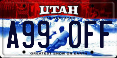 UT license plate A990FF