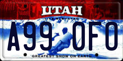 UT license plate A990FO