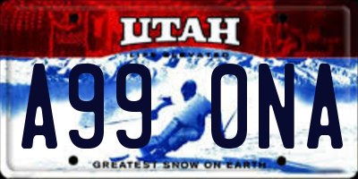 UT license plate A990NA