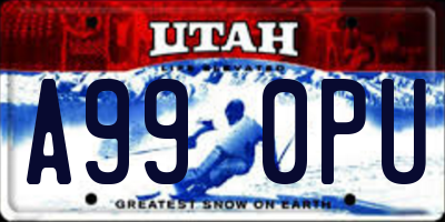 UT license plate A990PU