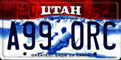 UT license plate A990RC
