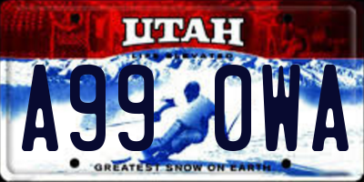 UT license plate A990WA