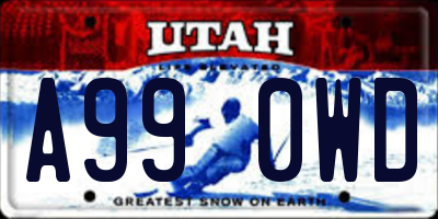 UT license plate A990WD