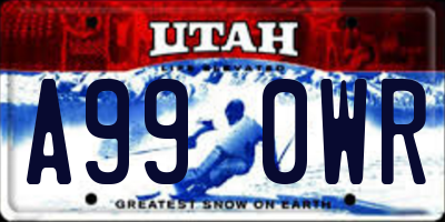 UT license plate A990WR