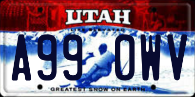 UT license plate A990WV