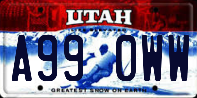 UT license plate A990WW