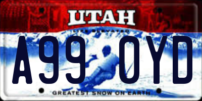 UT license plate A990YD