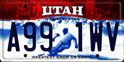 UT license plate A991WV