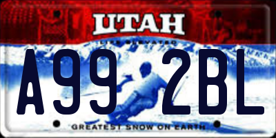 UT license plate A992BL