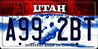 UT license plate A992BT