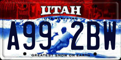 UT license plate A992BW